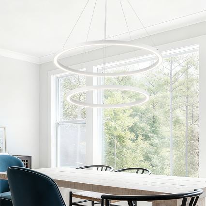 Brilagi - Lámpara colgante LED regulable con cable PORTOFINO LED/98W/230V 3000-6000K diámetro 80 cm blanca + control remoto