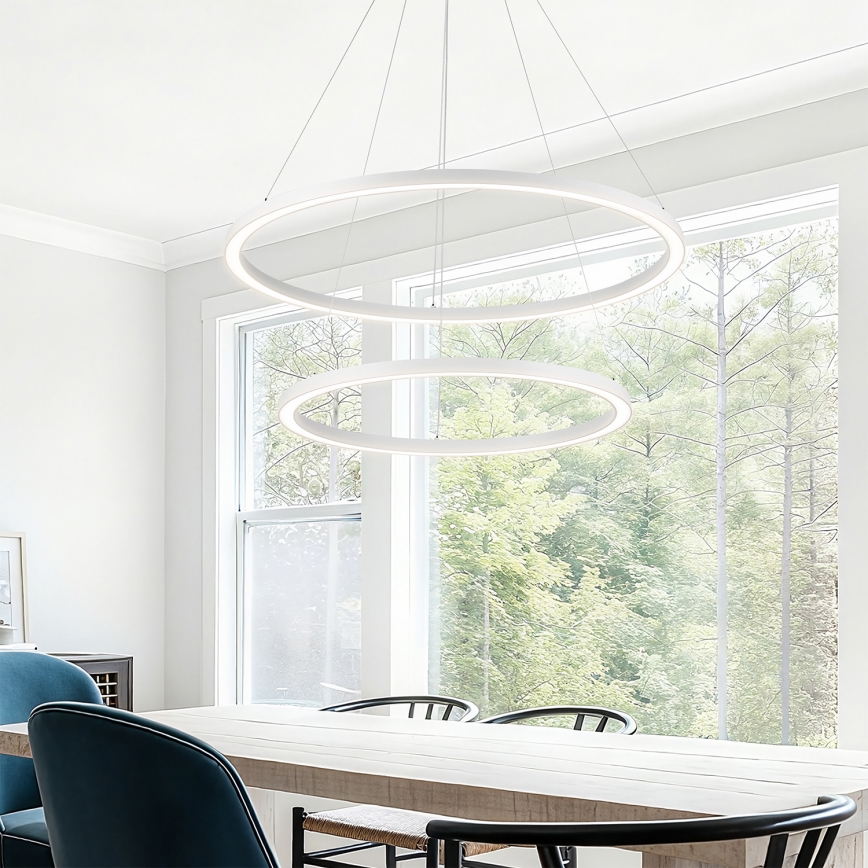 Brilagi - Lámpara colgante LED regulable con cable PORTOFINO LED/98W/230V 3000-6000K diámetro 80 cm blanca + control remoto