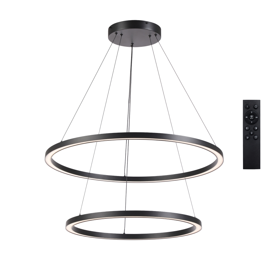 Brilagi - Lámpara colgante LED regulable con cable PORTOFINO LED/98W/230V 3000-6000K diámetro 80 cm negro + mando a distancia