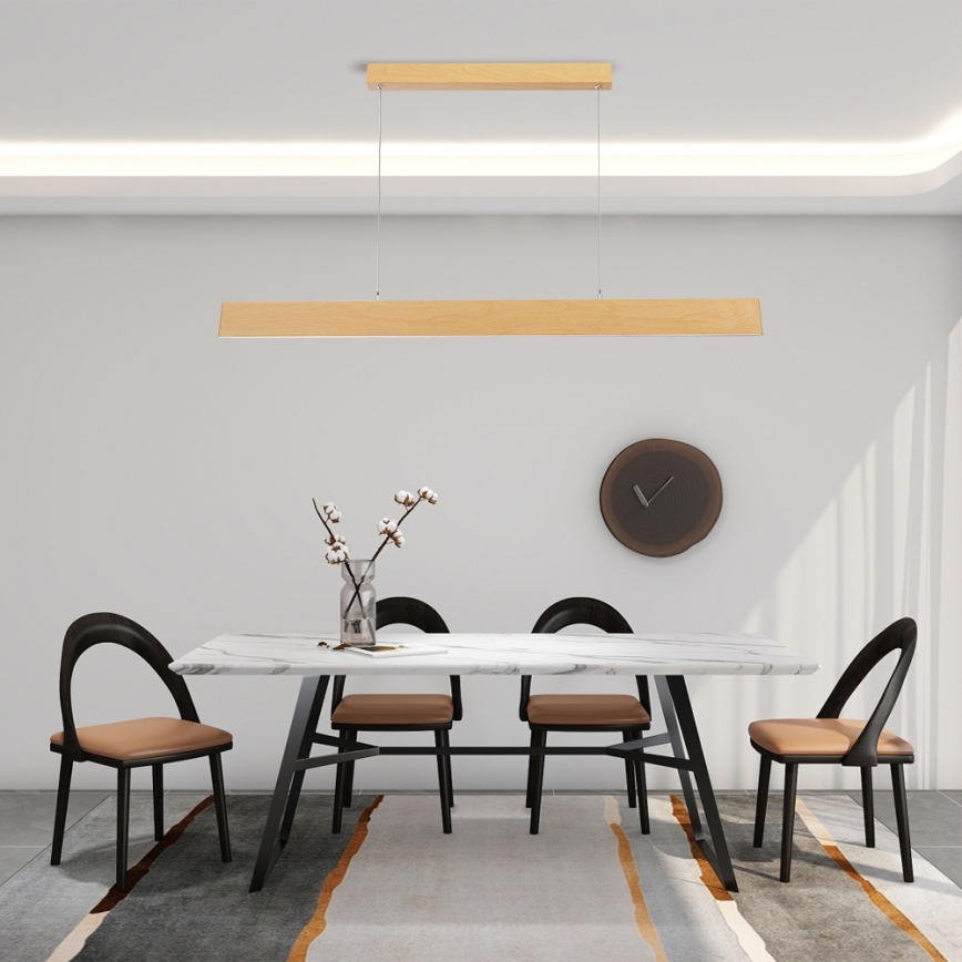 Brilagi - Lámpara colgante LED regulable suspendida por cable SLIMLINE LED/40W/230V 3000-6000K acabado en roble + mando a distancia