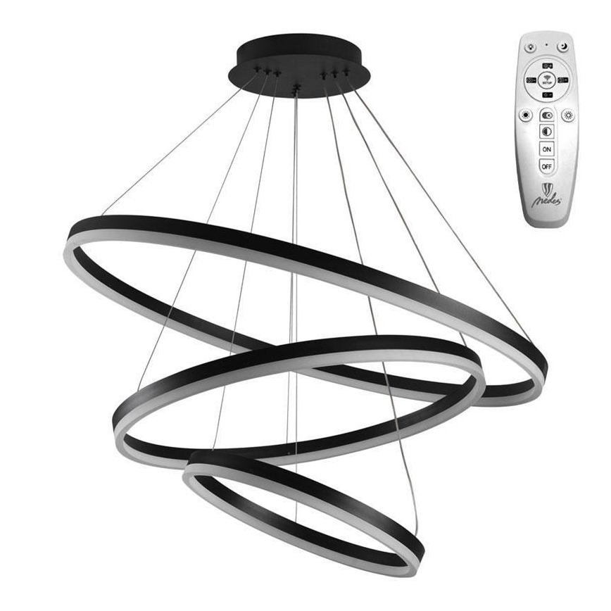 Brilagi - Lámpara colgante LED regulable de cable CIRCLE LED/125W/230V 3000-6500K Ø 80 cm negra + mando a distancia