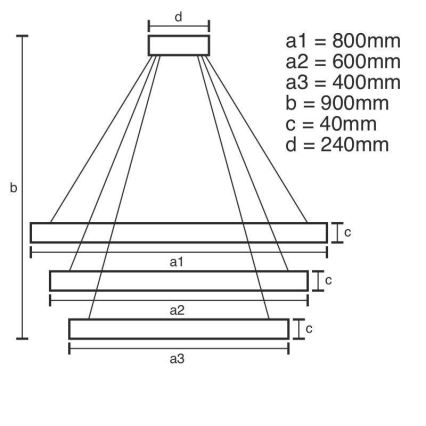 Brilagi - Lámpara colgante LED regulable de cable CIRCLE LED/125W/230V 3000-6500K Ø 80 cm negra + mando a distancia