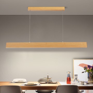 Brilagi - Lámpara colgante LED regulable suspendida por cable SLIMLINE LED/40W/230V 3000-6000K acabado en roble + mando a distancia