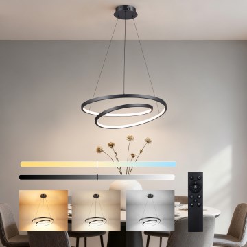 Brilagi - Lámpara colgante LED regulable suspendida por cable TWISTER LED/48W/230V 3000-6000K Ø 50 cm negra + control remoto