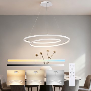 Brilagi - Lámpara colgante LED regulable TWISTER 105W/230V 3000-6000K Ø 100 cm blanca + control remoto