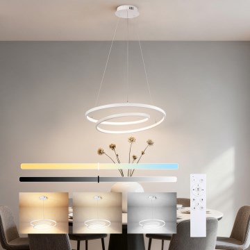 Brilagi - Lámpara colgante LED regulable TWISTER con cable de suspensión, 48 W, 230 V, 3000–6000 K, Ø 50 cm, blanca + mando a distancia