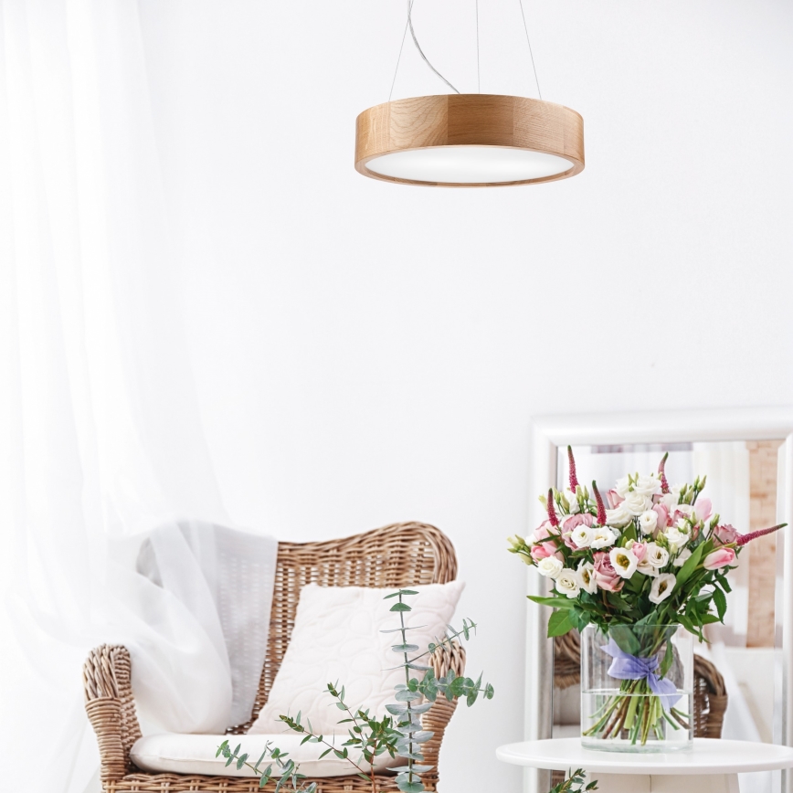 Brilagi - Lámpara colgante regulable LED RGBW con suspensión por cable CARVALHO 2xE27/15W/230V 2700-6500K Wi-Fi roble, Ø 37 cm