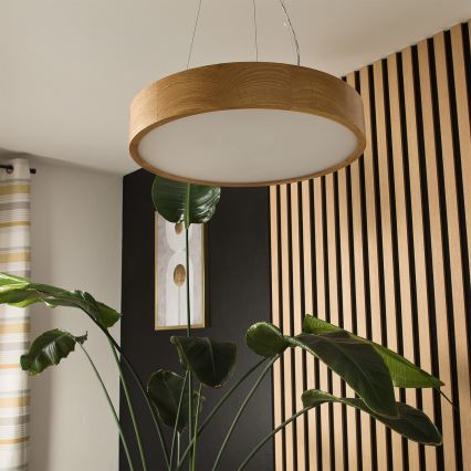 Brilagi - Lámpara colgante LED RGBW regulable con cable CARVALHO 3xE27/15W/230V 2700-6500K Wi-Fi roble, diámetro 47,5 cm