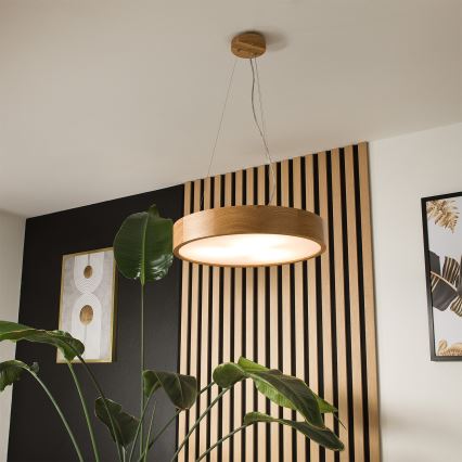 Brilagi - Lámpara colgante LED RGBW regulable con cable CARVALHO 3xE27/15W/230V 2700-6500K Wi-Fi roble, diámetro 47,5 cm