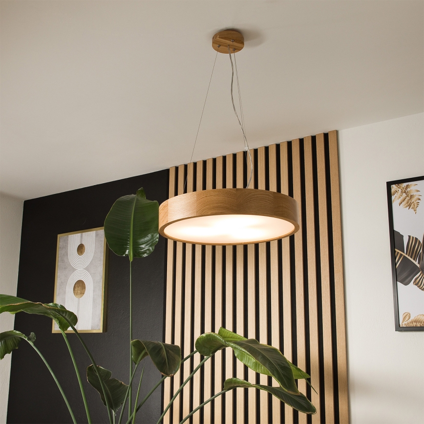 Brilagi - Lámpara colgante LED RGBW regulable con cable CARVALHO 3xE27/15W/230V 2700-6500K Wi-Fi roble, diámetro 47,5 cm