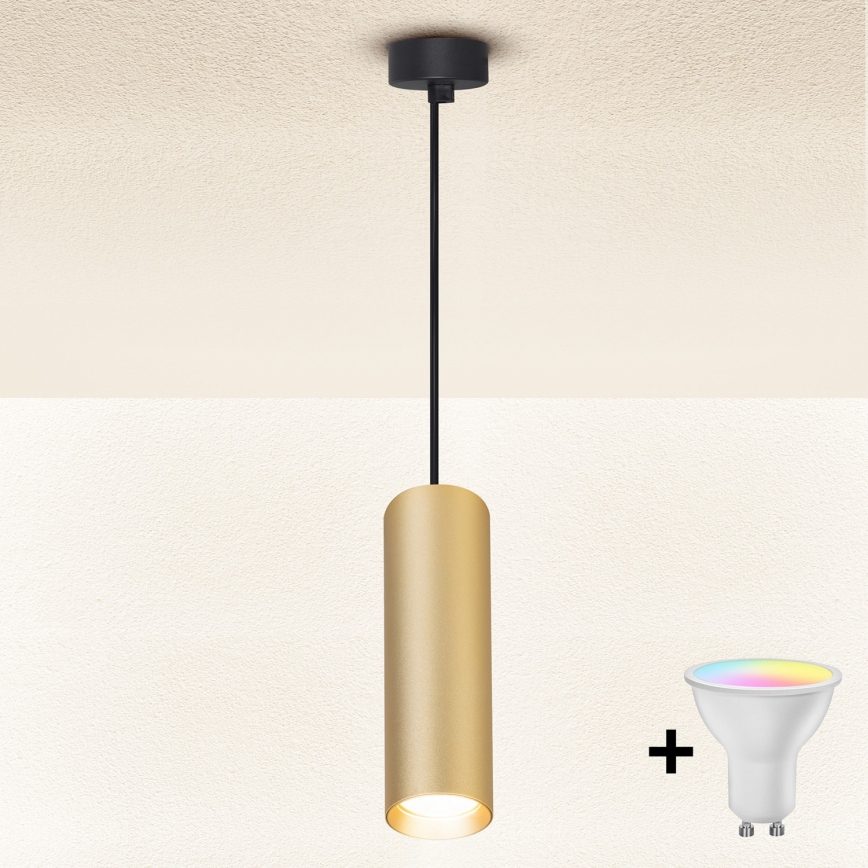 Brilagi - Lámpara colgante LED RGBW regulable con cable SELE 1xGU10/6,5W/230V 2700-6500K negro/dorado