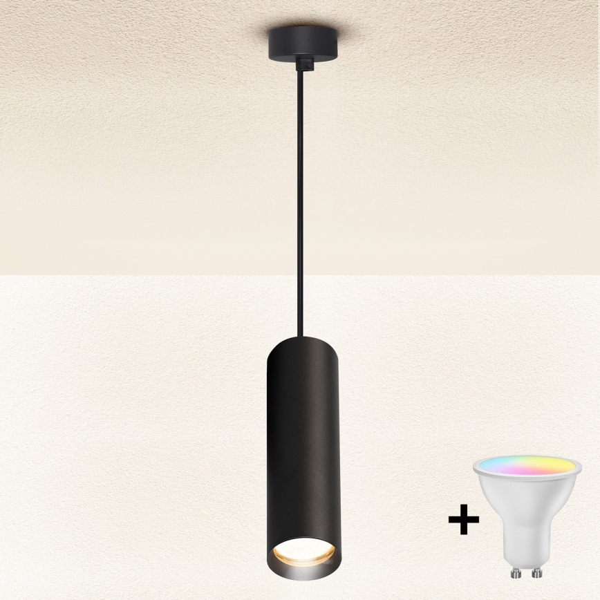 Brilagi - Lámpara colgante LED RGBW regulable SELE con cable 1xGU10/6,5W/230V 2700-6500K negra