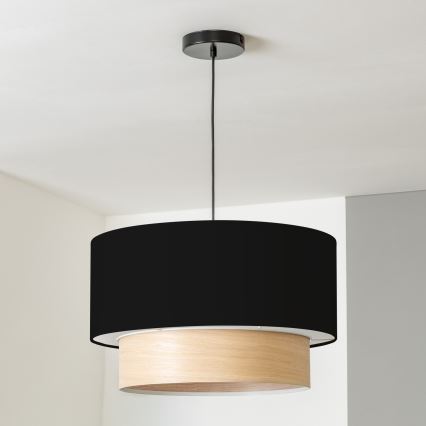 Brilagi - Lámpara colgante LED sobre cable CERIA 1xE27/40W/230V Ø 50 cm negro/beige