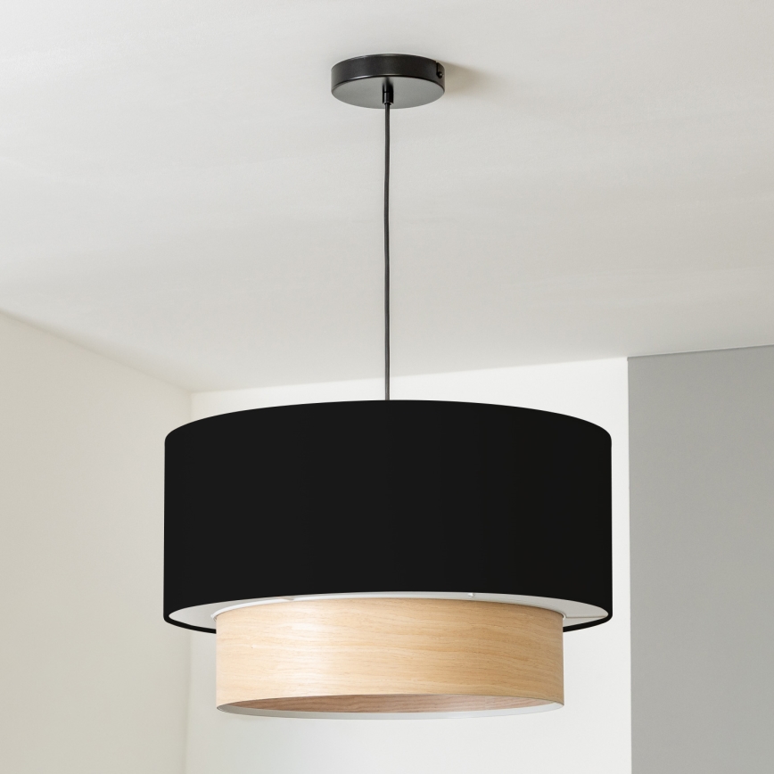 Brilagi - Lámpara colgante LED sobre cable CERIA 1xE27/40W/230V Ø 50 cm negro/beige
