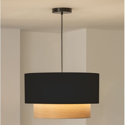 Brilagi - Lámpara colgante LED sobre cable CERIA 1xE27/40W/230V Ø 50 cm negro/beige
