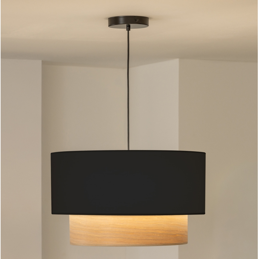 Brilagi - Lámpara colgante LED sobre cable CERIA 1xE27/40W/230V Ø 50 cm negro/beige