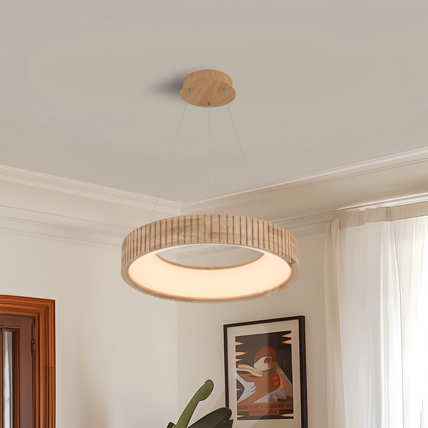 Brilagi - Lámpara colgante LED con cable FALCON WOOD MODERN LED/30W/230V 3000/4000/6000K Ø 45 cm madera