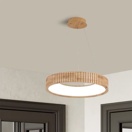 Brilagi - Lámpara colgante LED con cable FALCON WOOD MODERN LED/30W/230V 3000/4000/6000K Ø 45 cm madera