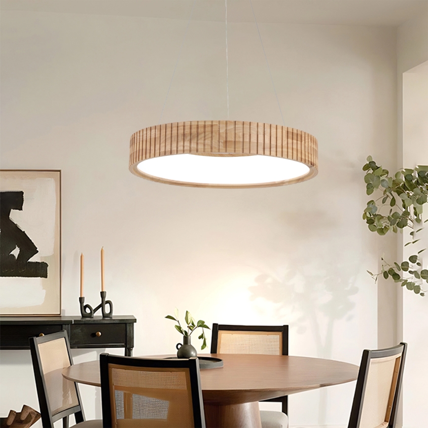 Brilagi - Lámpara colgante LED con cable FALCON WOOD MODERN LED/30W/230V 3000/4000/6000K Ø 45 cm madera