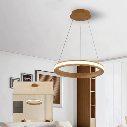 Brilagi - Lámpara colgante LED suspendida de cable UMEA WOOD LED/30W/230V, Ø 40 cm, madera