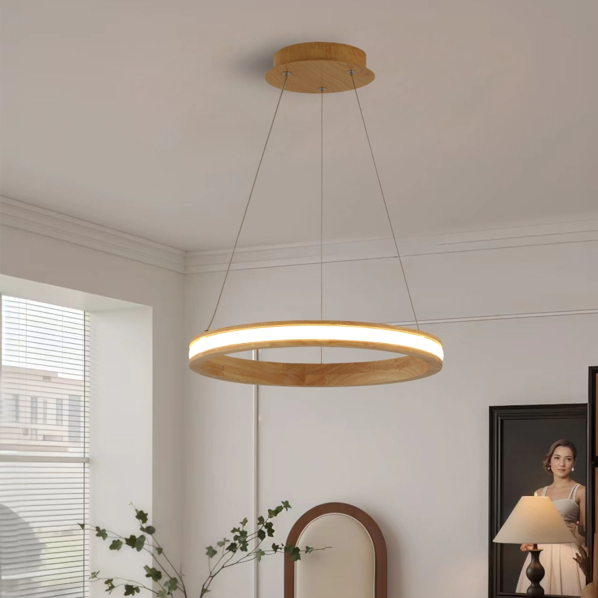 Brilagi - Lámpara colgante LED suspendida de cable UMEA WOOD LED/30W/230V, Ø 40 cm, madera
