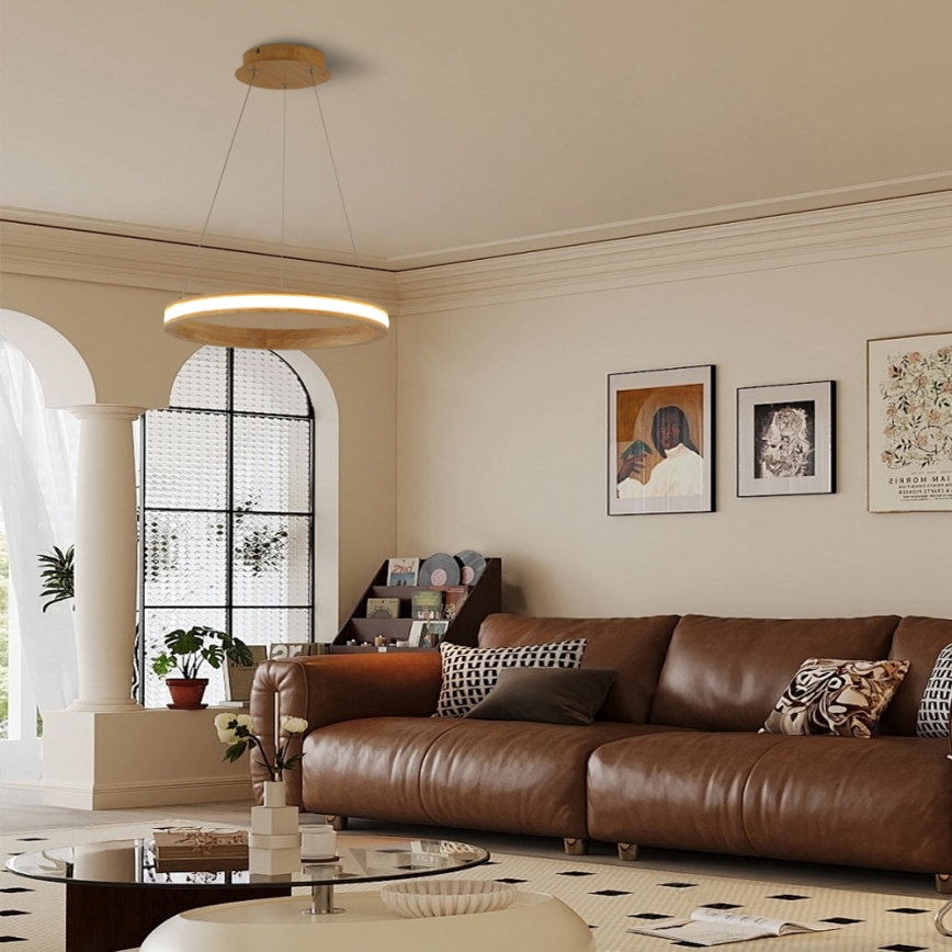 Brilagi - Lámpara colgante LED suspendida de cable UMEA WOOD LED/30W/230V, Ø 40 cm, madera