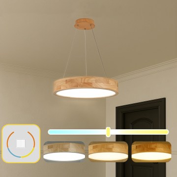 Brilagi - Lámpara colgante LED suspendida por cable FALCON WOOD LED/30W/230V 3000/4000/6000K, Ø 45 cm, madera