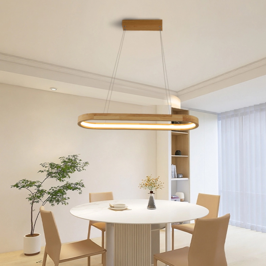 Brilagi - Lámpara colgante LED suspendida por cable UMEA WOOD LED/30W/230V 70x20 cm madera