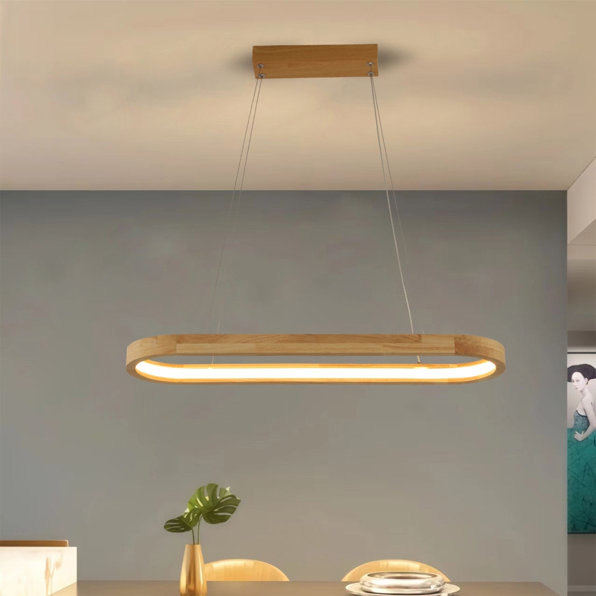 Brilagi - Lámpara colgante LED suspendida por cable UMEA WOOD LED/30W/230V 70x20 cm madera