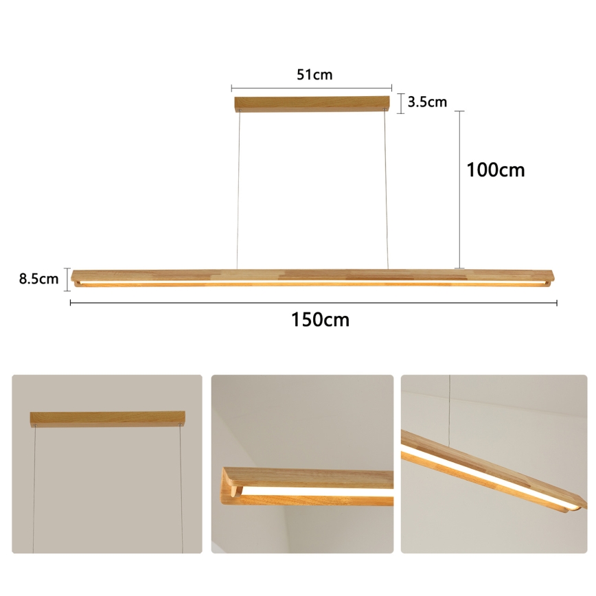 Brilagi - Lámpara colgante LED suspendida por cable UMEA WOOD LED/40W/230V 150 cm madera de hevea
