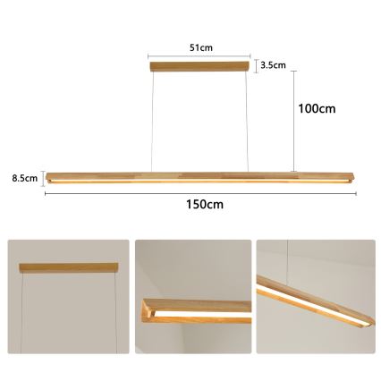 Brilagi - Lámpara colgante LED suspendida por cable UMEA WOOD LED/40W/230V 150 cm madera