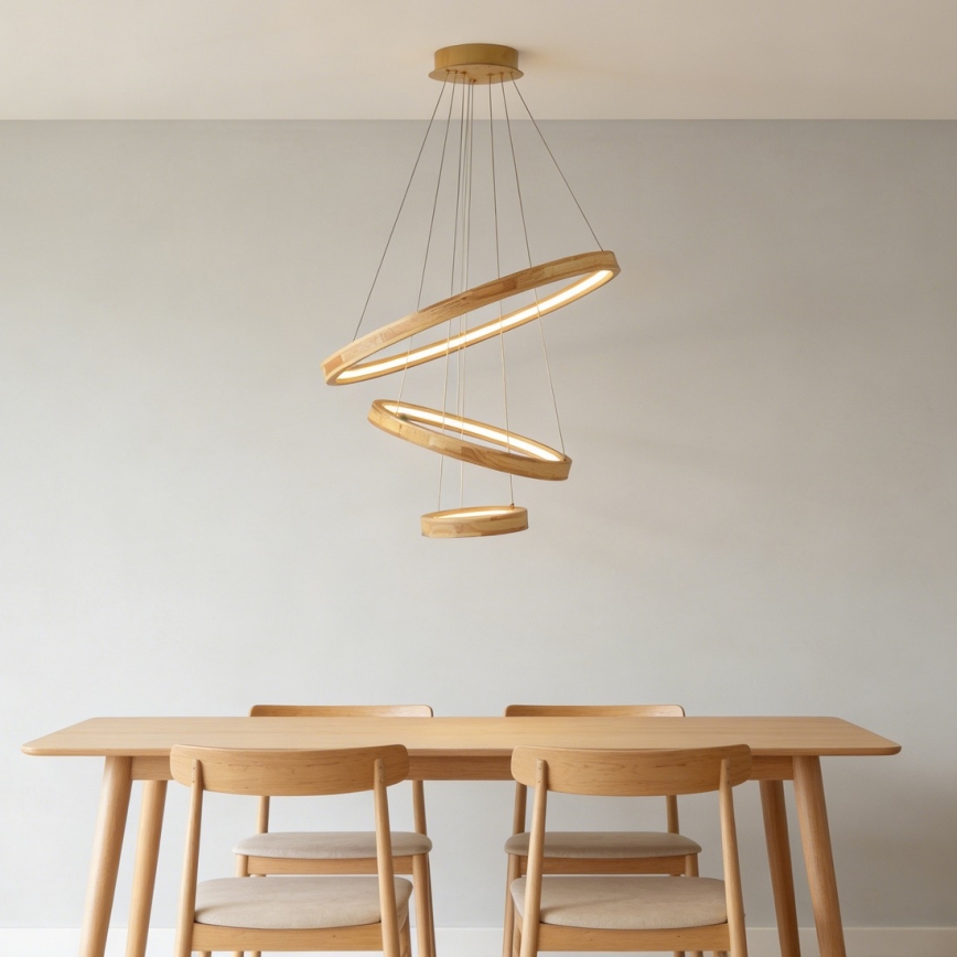 Brilagi - Lámpara colgante LED UMEA WOOD, 45 W, 230 V, Ø 60 cm, madera