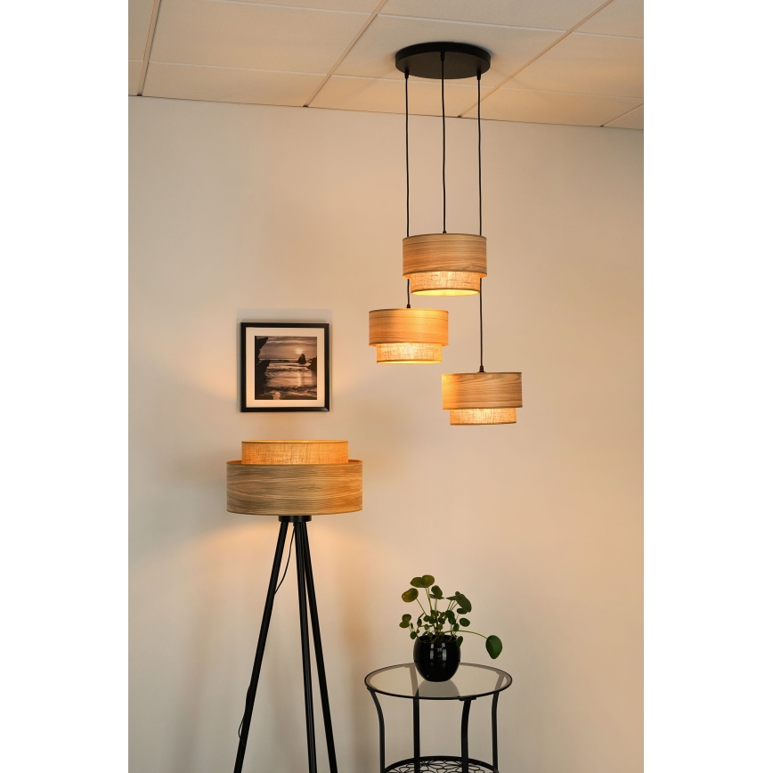 Brilagi - Lámpara colgante MONTANA BOHO 3xE27/15W/230V marrón/negro
