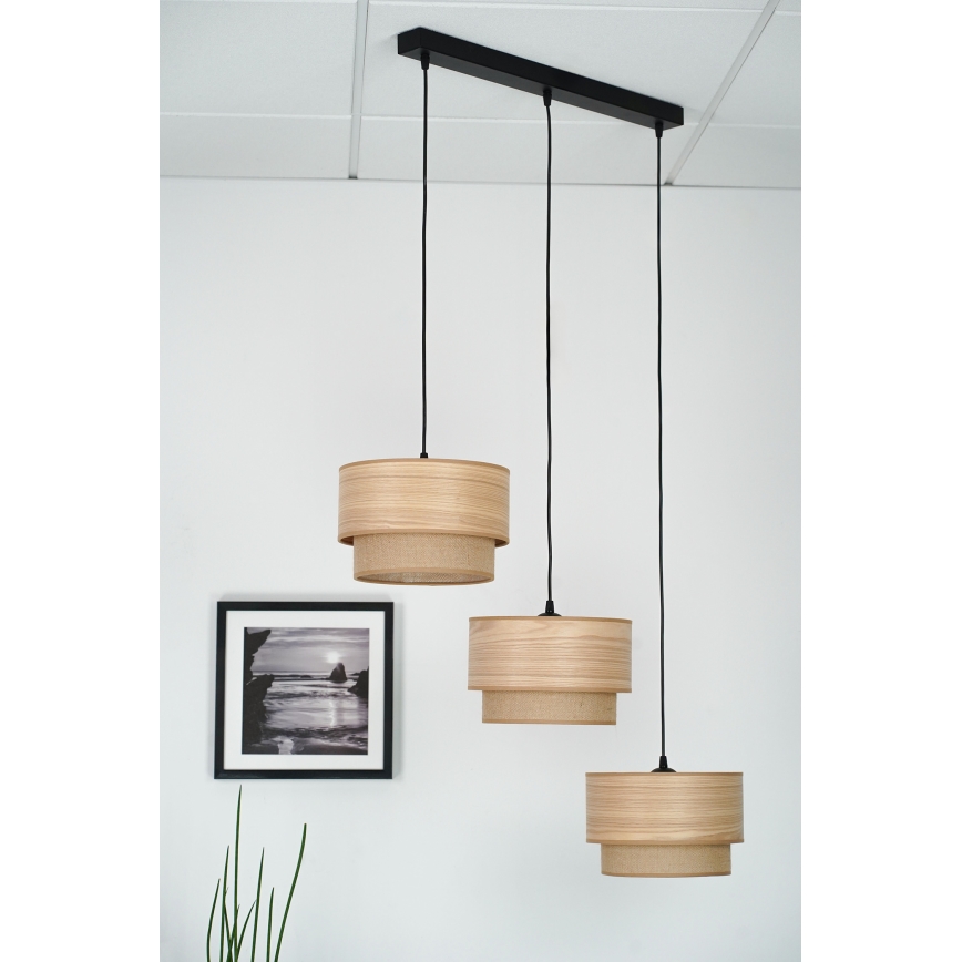 Brilagi - Lámpara colgante MONTANA BOHO 3xE27/15W/230V marrón/negro