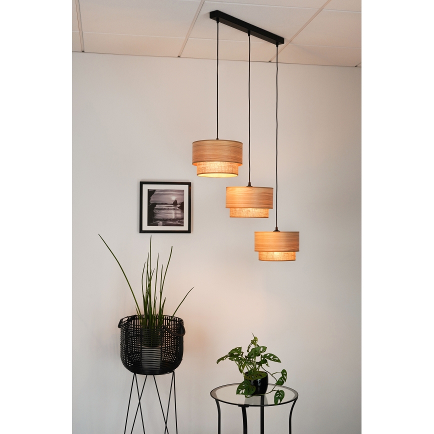 Brilagi - Lámpara colgante MONTANA BOHO 3xE27/15W/230V marrón/negro