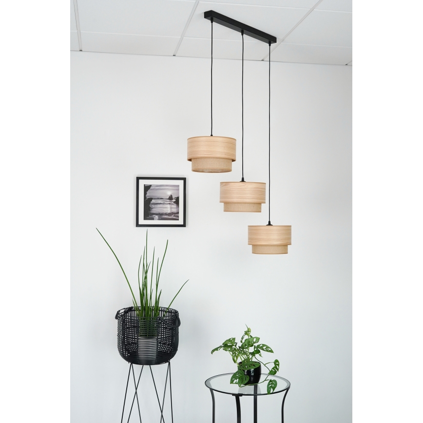 Brilagi - Lámpara colgante MONTANA BOHO 3xE27/15W/230V marrón/negro