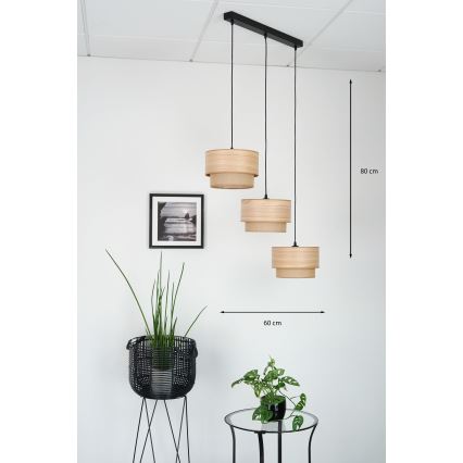 Brilagi - Lámpara colgante MONTANA BOHO 3xE27/15W/230V marrón/negro