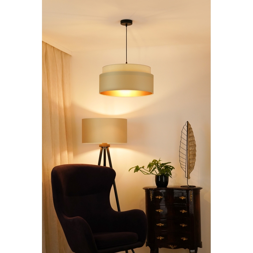 Brilagi - Lámpara colgante con cable OREGON VEGE 1xE27/15W/230V diámetro 45 cm beige