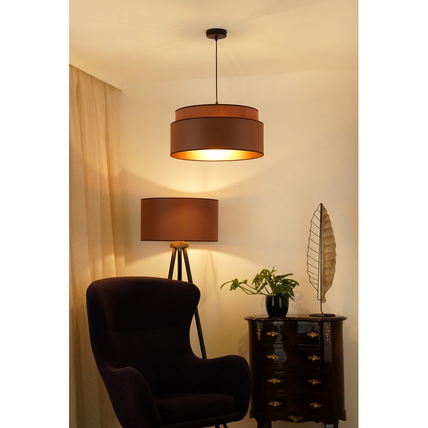 Brilagi - Lámpara colgante con cable OREGON VEGE 1xE27/15W/230V diámetro 45 cm marrón