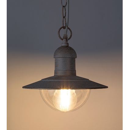 Brilagi - Lámpara colgante para exterior MOLDE 1xE27/60W IP44 blanco/pátina