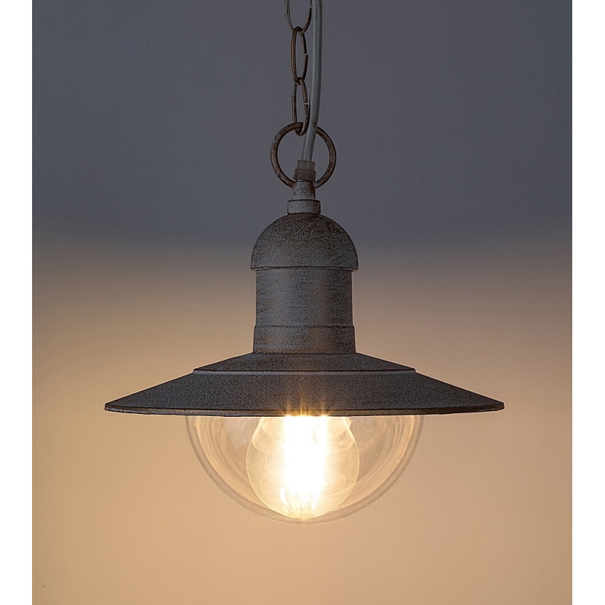 Brilagi - Lámpara colgante para exterior MOLDE 1xE27/60W IP44 blanco/pátina