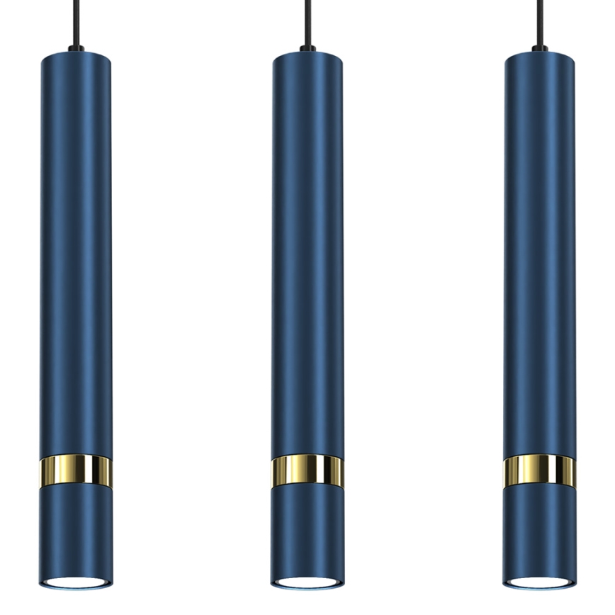 Brilagi - Lámpara colgante POKER 3xGU10/25W/230V azul/dorado