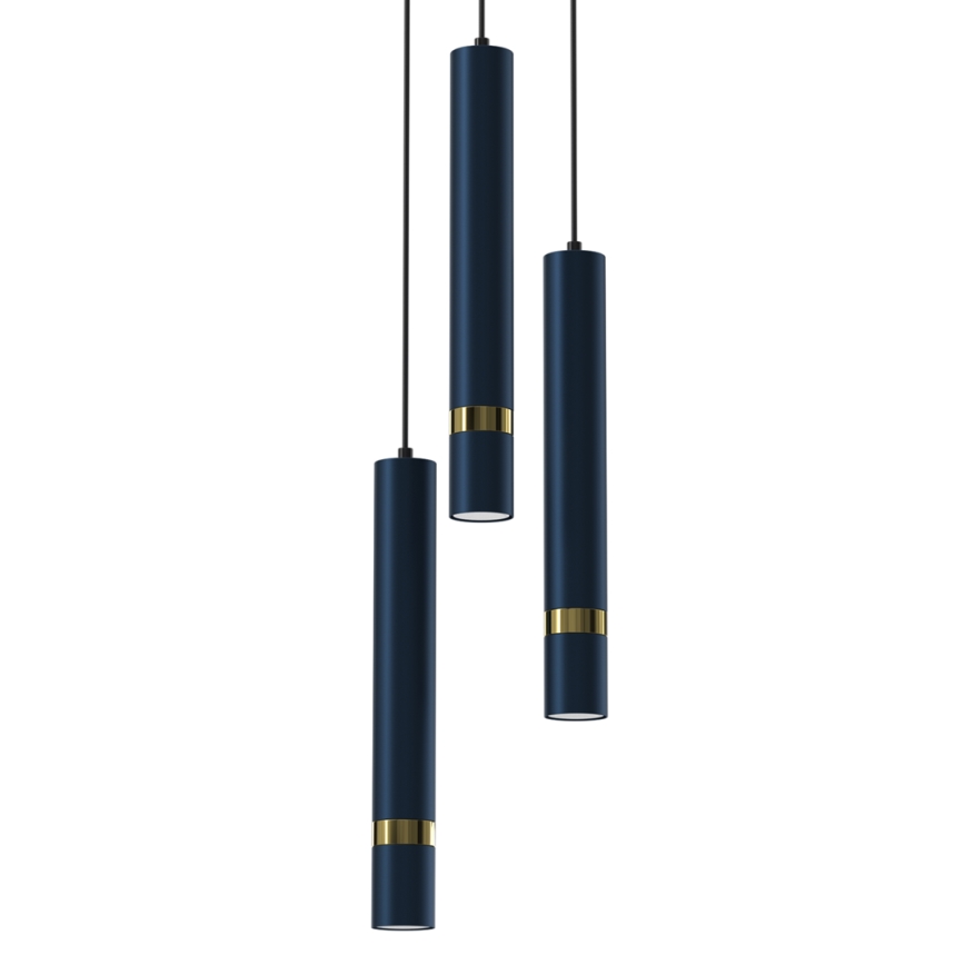 Brilagi - Lámpara colgante POKER 3xGU10/25W/230V azul/dorado