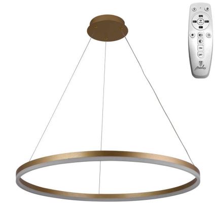 Brilagi - Lámpara colgante LED regulable con cable CIRCLE LED/55W/230V 3000-6500K Ø 80 cm dorada + mando a distancia