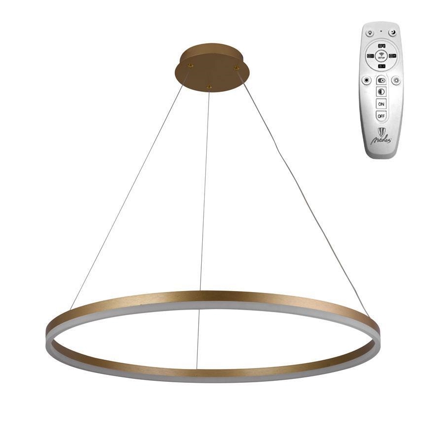 Brilagi - Lámpara colgante LED regulable con cable CIRCLE LED/55W/230V 3000-6500K Ø 80 cm dorada + mando a distancia