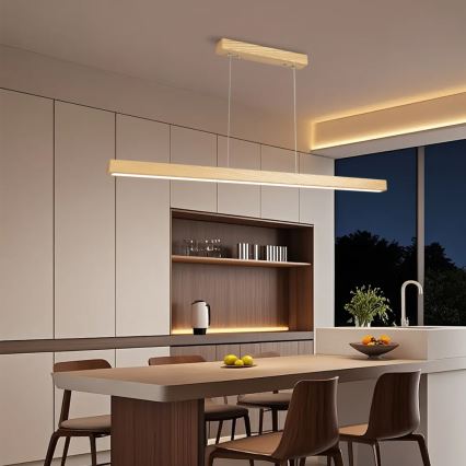 Brilagi - Lámpara colgante LED regulable con cable OAK SMART LED/30W/230V Wi-Fi Tuya acabado en roble + mando a distancia
