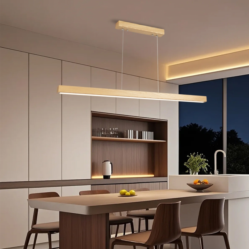 Brilagi - Lámpara colgante LED regulable con cable OAK SMART LED/30W/230V Wi-Fi Tuya acabado en roble + mando a distancia