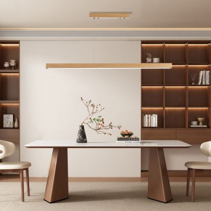 Brilagi - Lámpara colgante LED regulable con cable OAK SMART LED/30W/230V Wi-Fi Tuya acabado en roble + mando a distancia