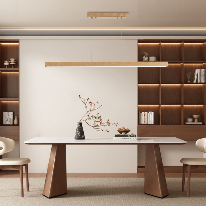 Brilagi - Lámpara colgante LED regulable con cable OAK SMART LED/30W/230V Wi-Fi Tuya acabado en roble + mando a distancia