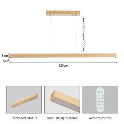 Brilagi - Lámpara colgante LED regulable con cable OAK SMART LED/30W/230V Wi-Fi Tuya acabado en roble + mando a distancia